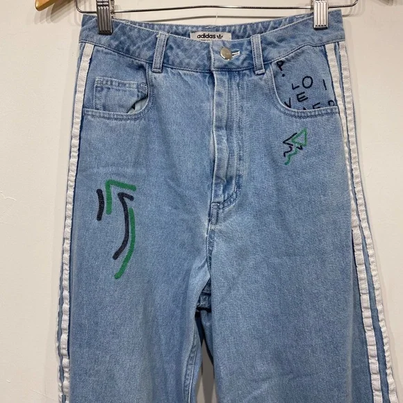Adidas Blue Originals X Fiorucci Snap Button Jean Size XS - Picture 4 of 7